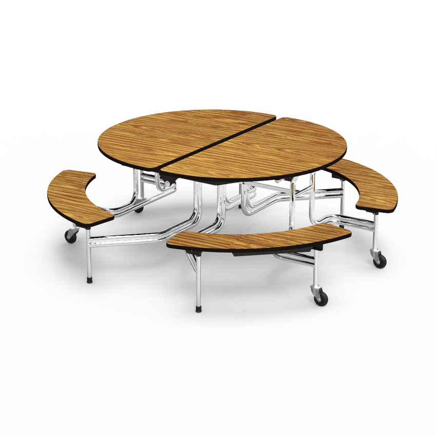 Virco MTBO17295AEB - Oval Mobile Bench Table - Sure Edge - 82"L x 77"W - SchoolOutlet
