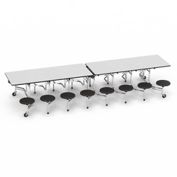 Virco MTS15271216 - Mobile Stool Cafeteria Table 27"H x 30"W x 12'Long, 15" high Stools with 16 Stools (Virco MTS15271216)