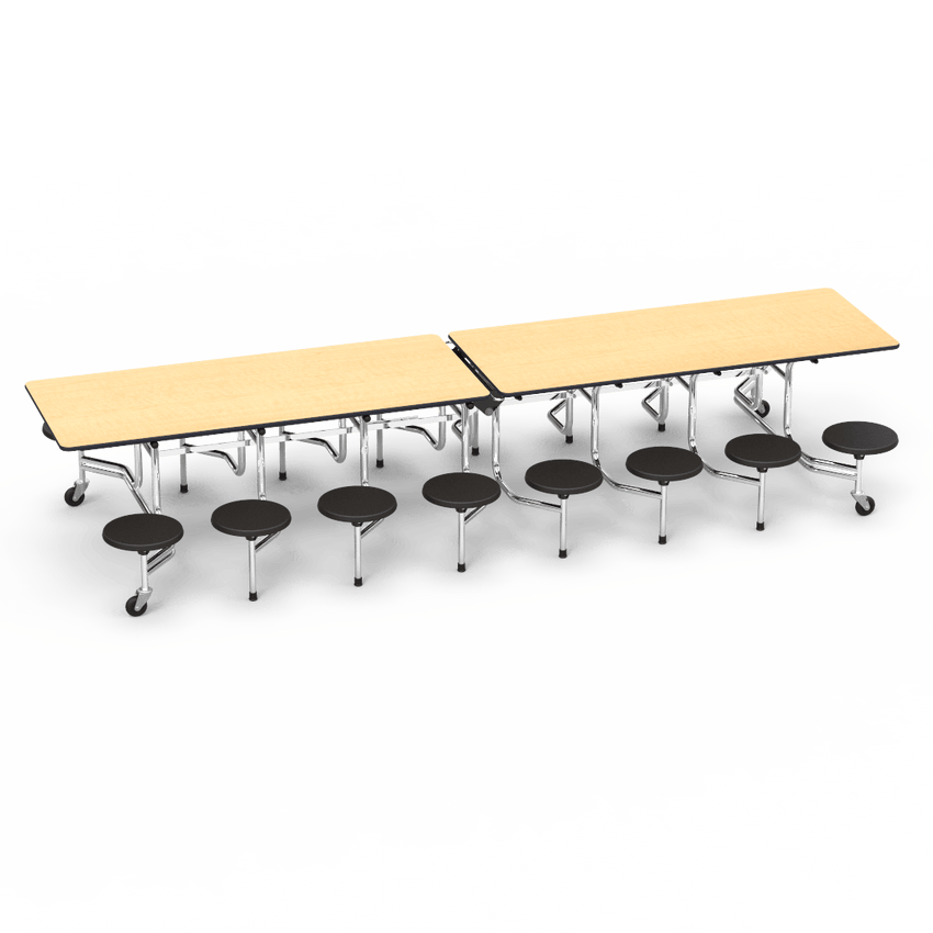 Virco MTS15271216 - Mobile Stool Cafeteria Table 27"H x 30"W x 12'Long, 15" high Stools with 16 Stools (Virco MTS15271216) - SchoolOutlet