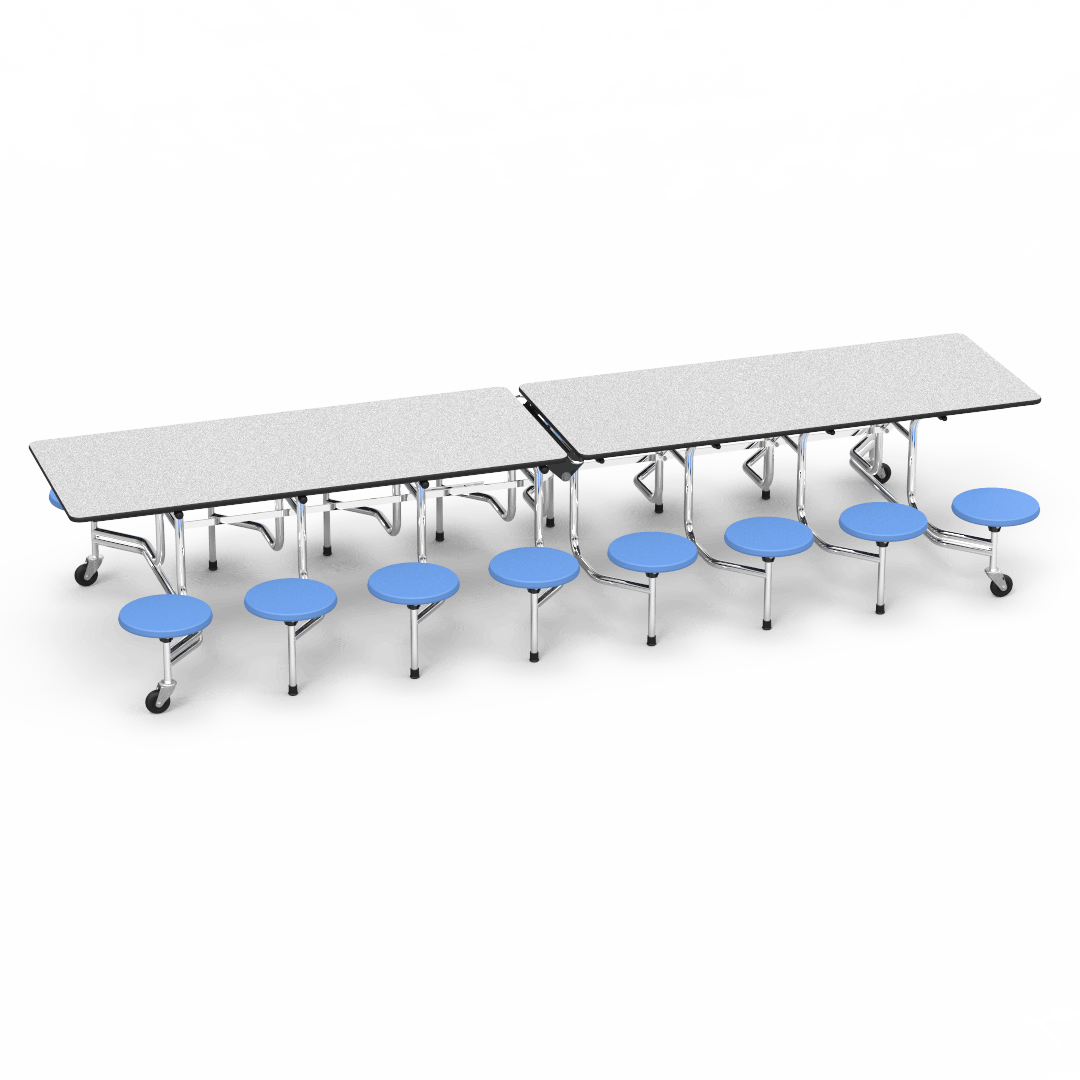 Virco MTS15271216 - Mobile Stool Cafeteria Table 27"H x 30"W x 12'Long, 15" high Stools with 16 Stools (Virco MTS15271216) - SchoolOutlet