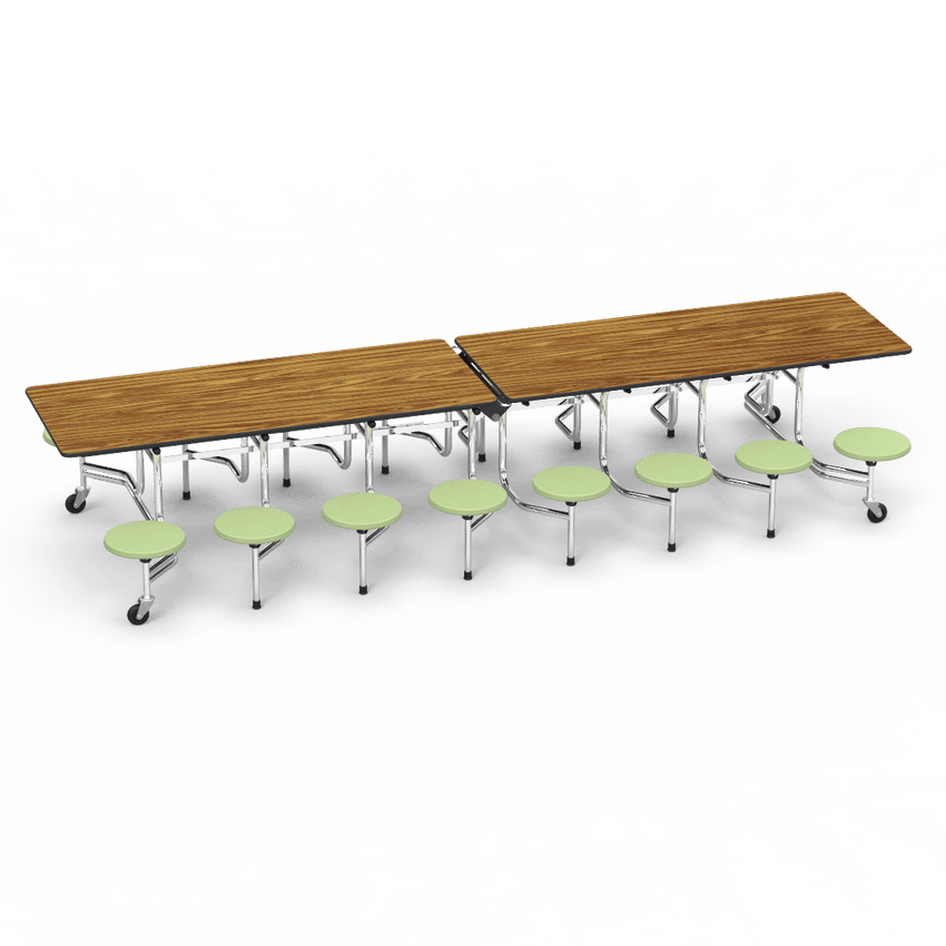 Virco MTS15271216 - Mobile Stool Cafeteria Table 27"H x 30"W x 12'Long, 15" high Stools with 16 Stools (Virco MTS15271216) - SchoolOutlet