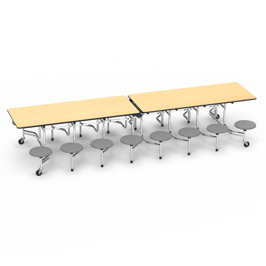 Virco MTS15271216 - Mobile Stool Cafeteria Table 27"H x 30"W x 12'Long, 15" high Stools with 16 Stools (Virco MTS15271216) - SchoolOutlet