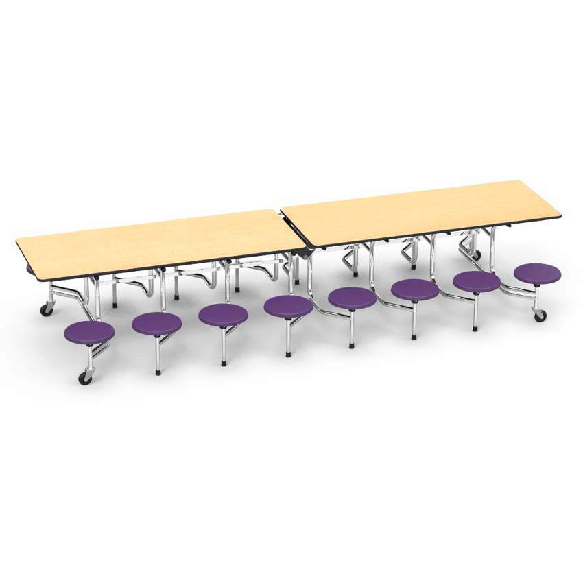 Virco MTS15271216 - Mobile Stool Cafeteria Table 27"H x 30"W x 12'Long, 15" high Stools with 16 Stools (Virco MTS15271216) - SchoolOutlet