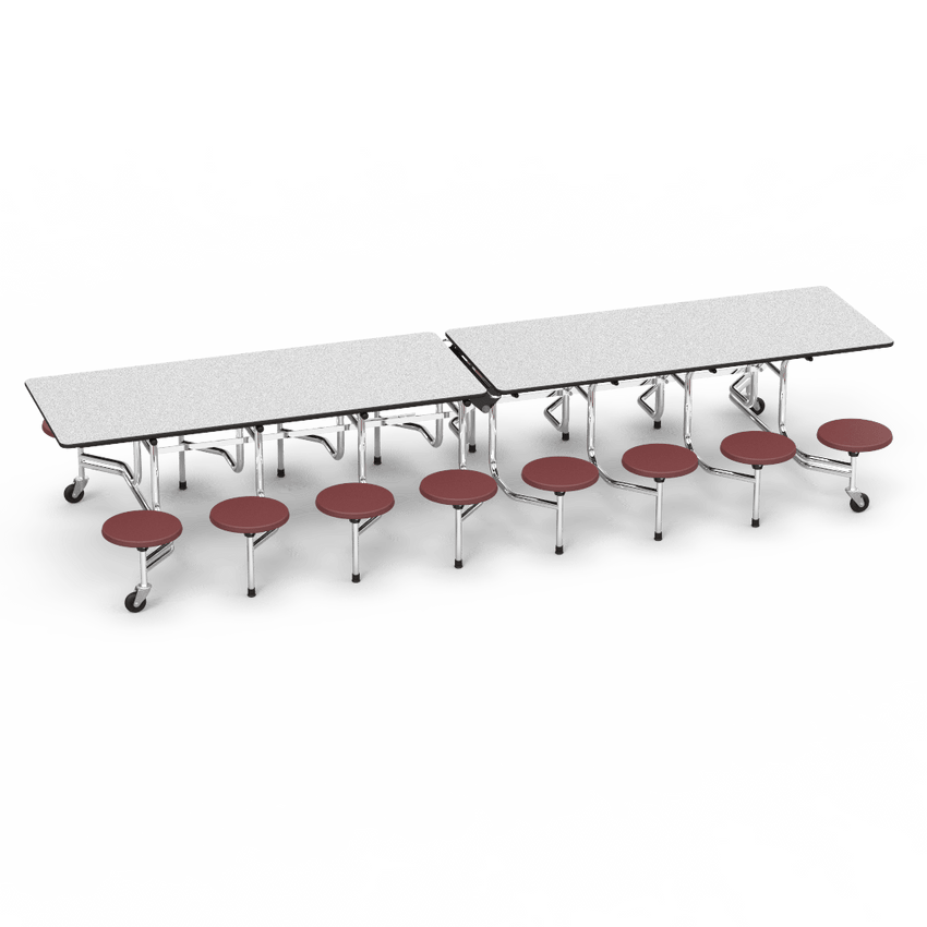 Virco MTS15271216 - Mobile Stool Cafeteria Table 27"H x 30"W x 12'Long, 15" high Stools with 16 Stools (Virco MTS15271216) - SchoolOutlet