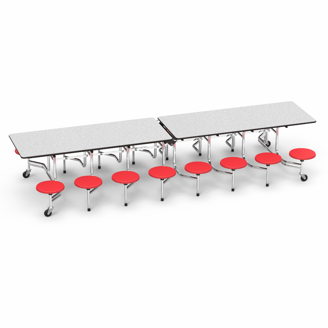 Virco MTS15271216 - Mobile Stool Cafeteria Table 27"H x 30"W x 12'Long, 15" high Stools with 16 Stools (Virco MTS15271216) - SchoolOutlet