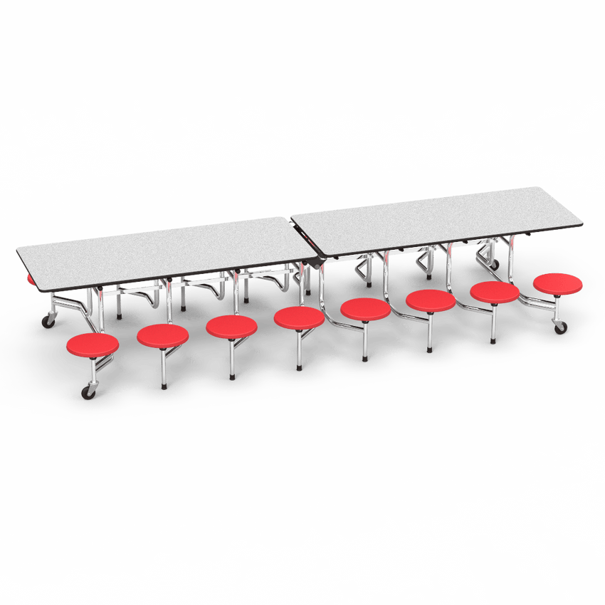 Virco MTS15271216 - Mobile Stool Cafeteria Table 27"H x 30"W x 12'Long, 15" high Stools with 16 Stools (Virco MTS15271216) - SchoolOutlet