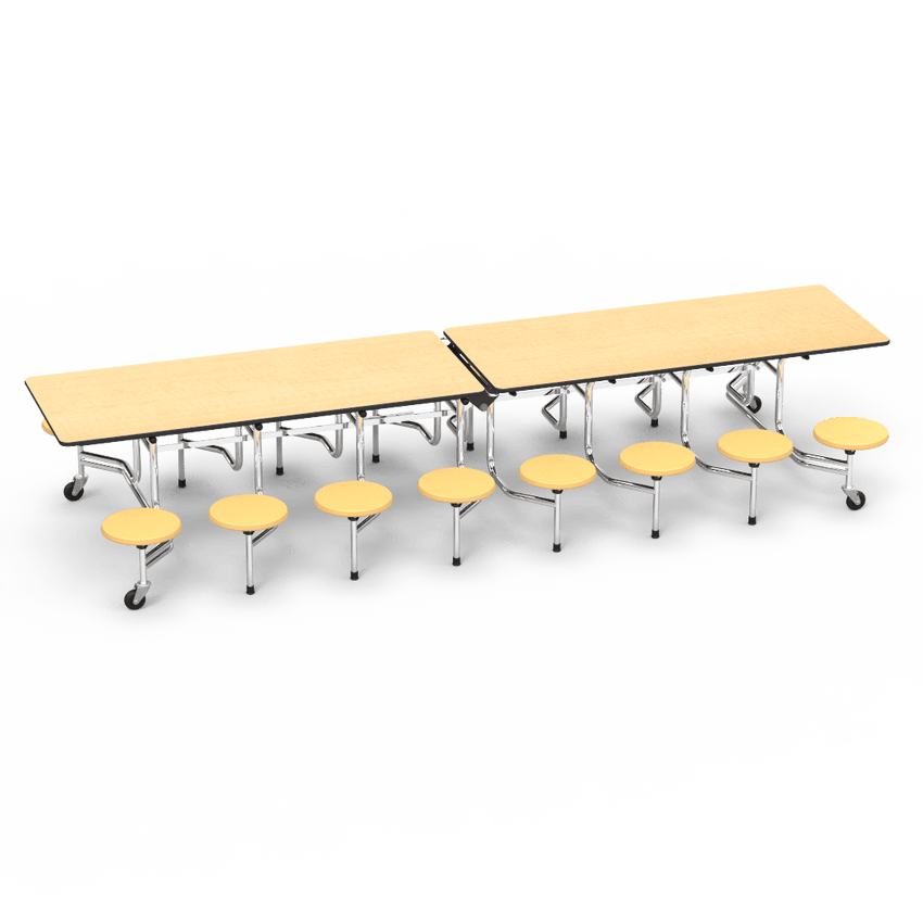 Virco MTS15271216 - Mobile Stool Cafeteria Table 27"H x 30"W x 12'Long, 15" high Stools with 16 Stools (Virco MTS15271216) - SchoolOutlet