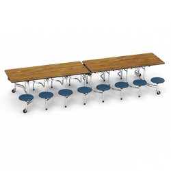 Virco MTS15271216AE - Mobile Stool Cafeteria Table 27"H x 30"W x 12'Long, 15" high Stools with 16 Stools w/ Sure Edge (Virco MTS15271216AE)