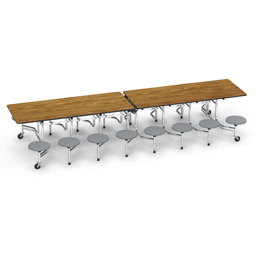 Virco MTS15271216AE - Mobile Stool Cafeteria Table 27"H x 30"W x 12'Long, 15" high Stools with 16 Stools w/ Sure Edge (Virco MTS15271216AE) - SchoolOutlet