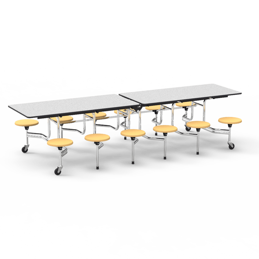 Virco MTS17291012 - Mobile Stool Cafeteria Table with 12 Stools - T-mold Edge - 27"H x 30"W x 10'Long, 17" high Stools (Virco MTS17291012) - SchoolOutlet