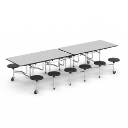 Virco MTS17291012AE - Mobile Stool Cafeteria Table - Sure Edge - 17" Seat Height - 10'L - 12 Stools (Virco MTS17291012AE)