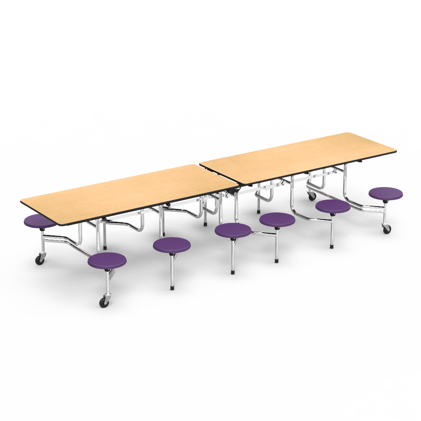Virco MTS17291212 - Mobile Stool Cafeteria Table 27"H x 30"W x 12'Long, 12 - 17" high Stools (Virco MTS17291212) - SchoolOutlet