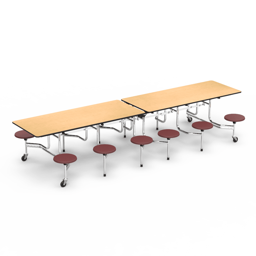 Virco MTS17291212 - Mobile Stool Cafeteria Table 27"H x 30"W x 12'Long, 12 - 17" high Stools (Virco MTS17291212) - SchoolOutlet