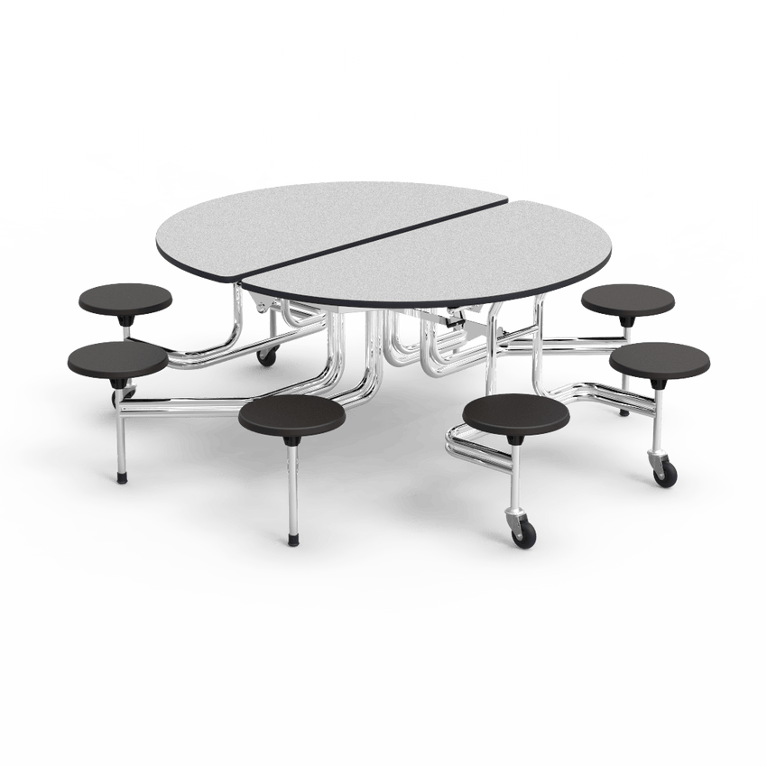 Virco MTSO172958 - Oval Mobile Stool Cafeteria Table - T-mold Edge - 17" Seat Height - 8 Stools (Virco MTSO172958) - SchoolOutlet