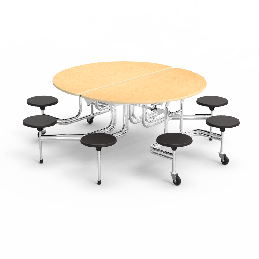 Virco MTSO172958 - Oval Mobile Stool Cafeteria Table - T-mold Edge - 17" Seat Height - 8 Stools (Virco MTSO172958) - SchoolOutlet