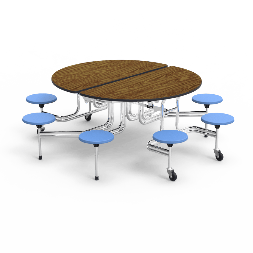 Virco MTSO172958 - Oval Mobile Stool Cafeteria Table - T-mold Edge - 17" Seat Height - 8 Stools (Virco MTSO172958) - SchoolOutlet