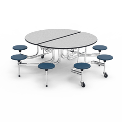 Virco MTSO172958 - Round Mobile Stool Cafeteria Table - T-mold Edge - 17" Seat Height - 8 Stools (Virco MTSO172958)