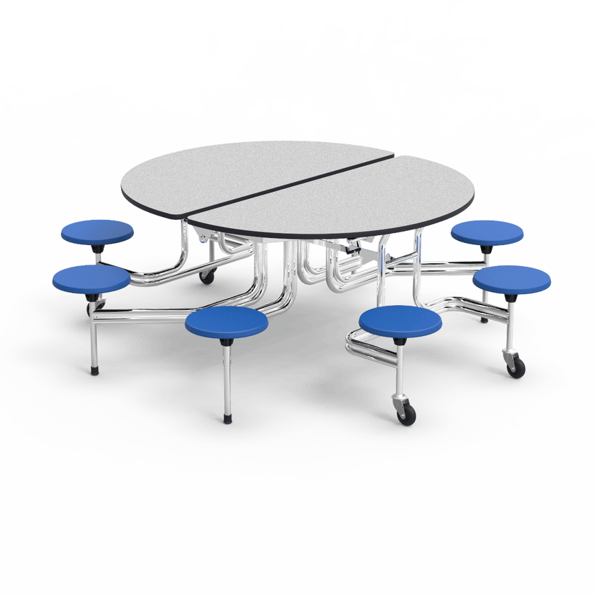 Virco MTSO172958 - Oval Mobile Stool Cafeteria Table - T-mold Edge - 17" Seat Height - 8 Stools (Virco MTSO172958) - SchoolOutlet