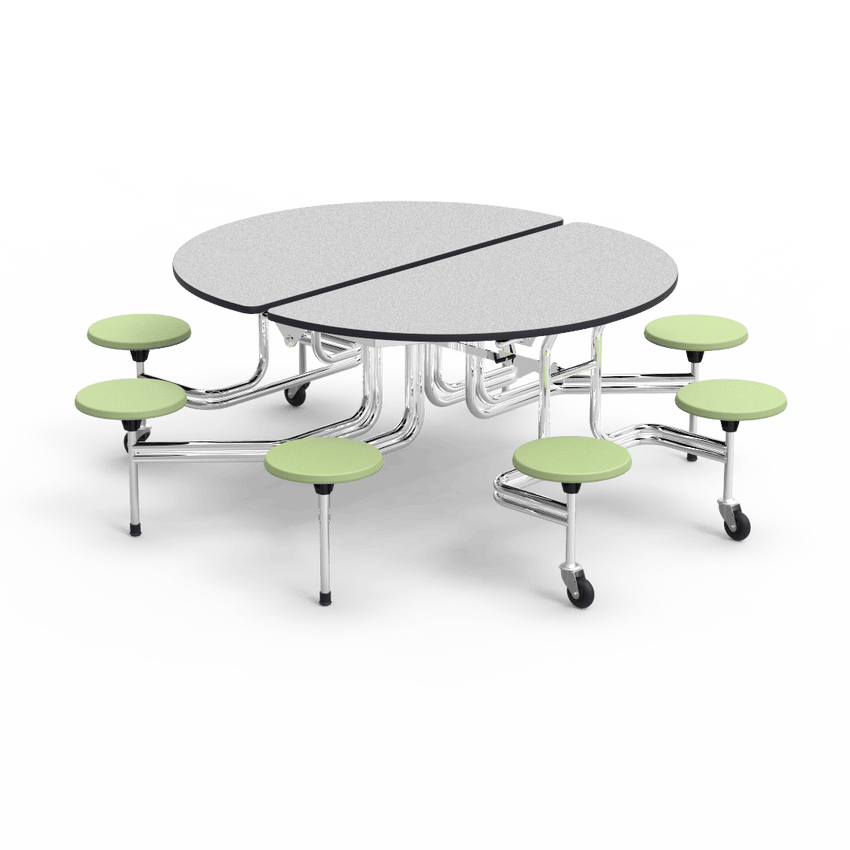 Virco MTSO172958 - Oval Mobile Stool Cafeteria Table - T-mold Edge - 17" Seat Height - 8 Stools (Virco MTSO172958) - SchoolOutlet