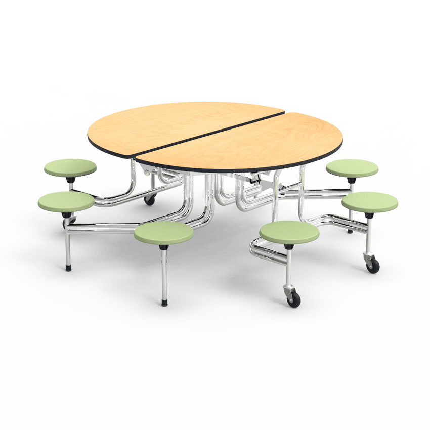 Virco MTSO172958 - Oval Mobile Stool Cafeteria Table - T-mold Edge - 17" Seat Height - 8 Stools (Virco MTSO172958) - SchoolOutlet
