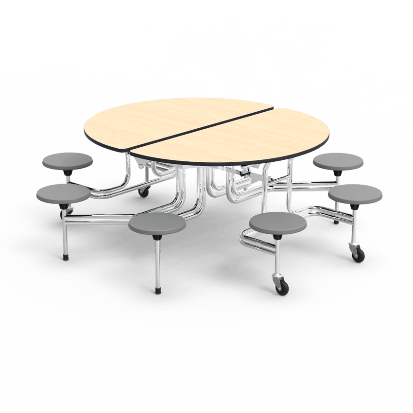 Virco MTSO172958 - Oval Mobile Stool Cafeteria Table - T-mold Edge - 17" Seat Height - 8 Stools (Virco MTSO172958) - SchoolOutlet