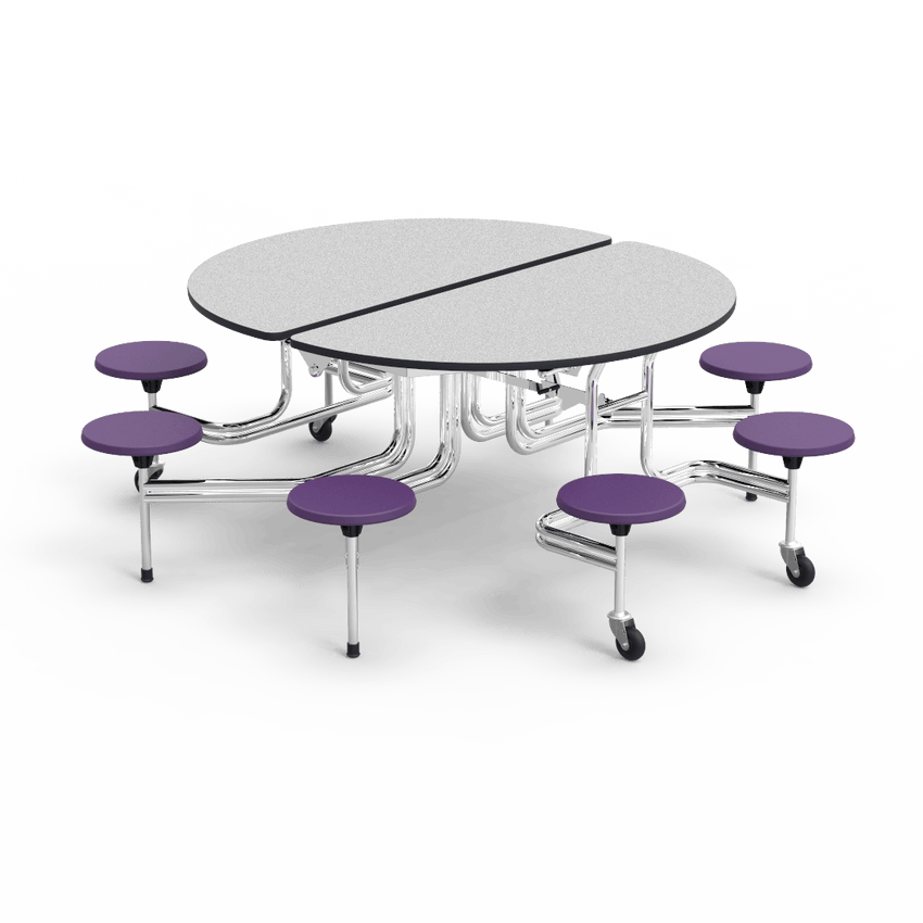 Virco MTSO172958 - Oval Mobile Stool Cafeteria Table - T-mold Edge - 17" Seat Height - 8 Stools (Virco MTSO172958) - SchoolOutlet