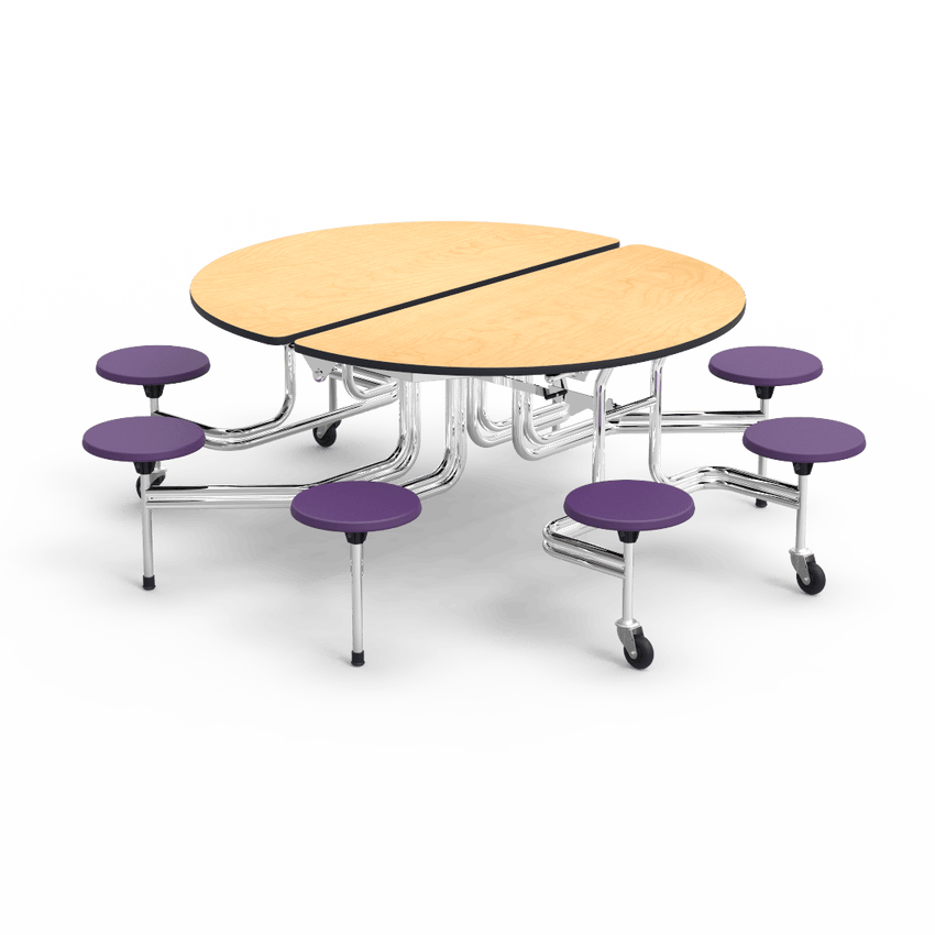 Virco MTSO172958 - Oval Mobile Stool Cafeteria Table - T-mold Edge - 17" Seat Height - 8 Stools (Virco MTSO172958) - SchoolOutlet