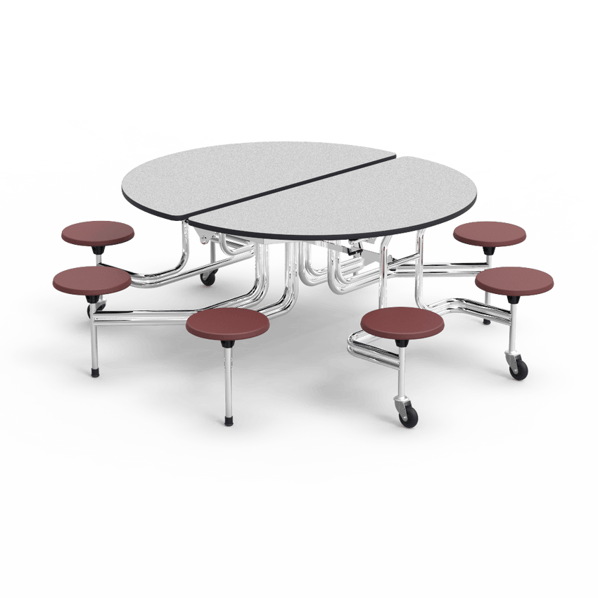 Virco MTSO172958 - Oval Mobile Stool Cafeteria Table - T-mold Edge - 17" Seat Height - 8 Stools (Virco MTSO172958) - SchoolOutlet