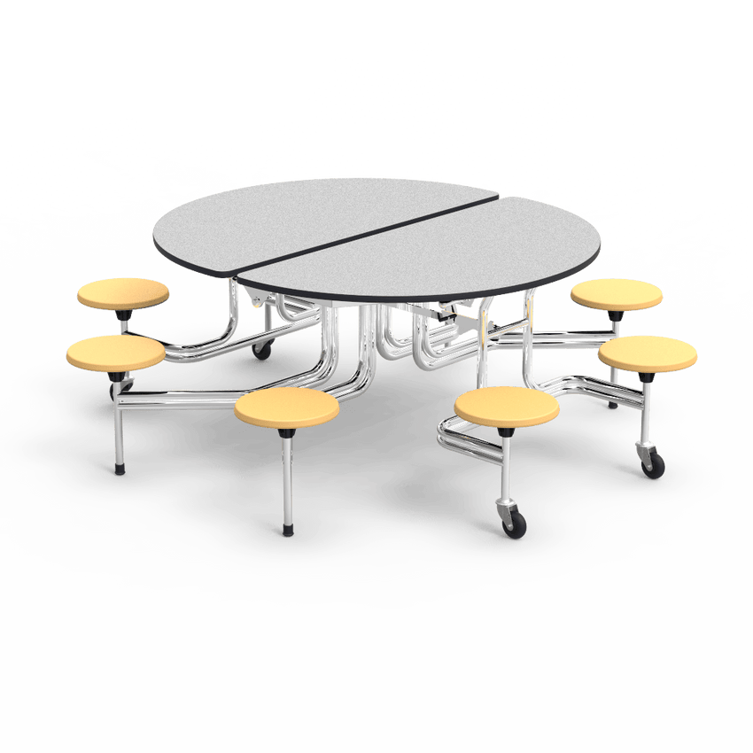 Virco MTSO172958 - Oval Mobile Stool Cafeteria Table - T-mold Edge - 17" Seat Height - 8 Stools (Virco MTSO172958) - SchoolOutlet