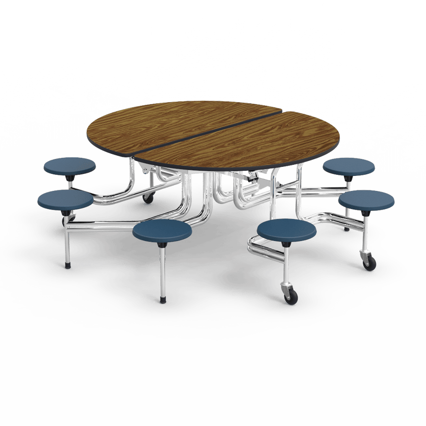 Virco MTSO172958AE - Oval Mobile Stool Cafeteria Table - Sure Edge - 17" Seat Height - 8 Stools (Virco MTSO172958AE) - SchoolOutlet