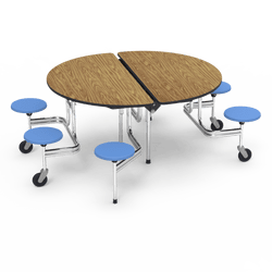 Virco MTSO193156WAE - ADA Compliant Oval Mobile Stool Cafeteria Table - Sure Edge - 19" Seat Height - 60" Diameter - 6 Stools