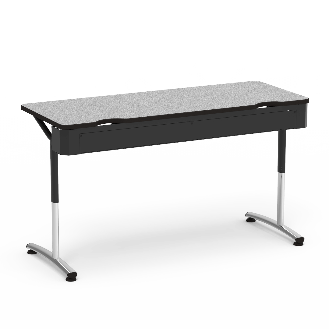 Virco TH24608YADJ - Text Series Hinged Wire Trough Tables - 24"W x 60"L - SchoolOutlet