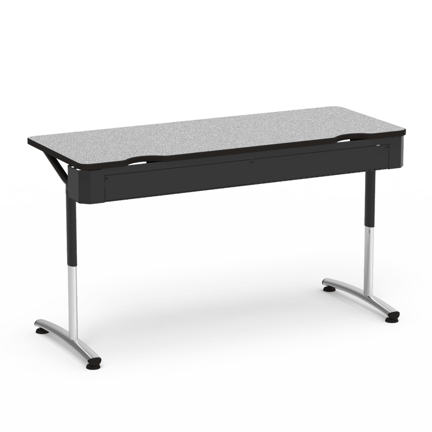 Virco TH24608YADJ - Text Series Hinged Wire Trough Tables - 24"W x 60"L - SchoolOutlet