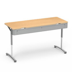 Virco TH24608YADJ - Text Series Hinged Wire Trough Tables - 24"W x 60"L