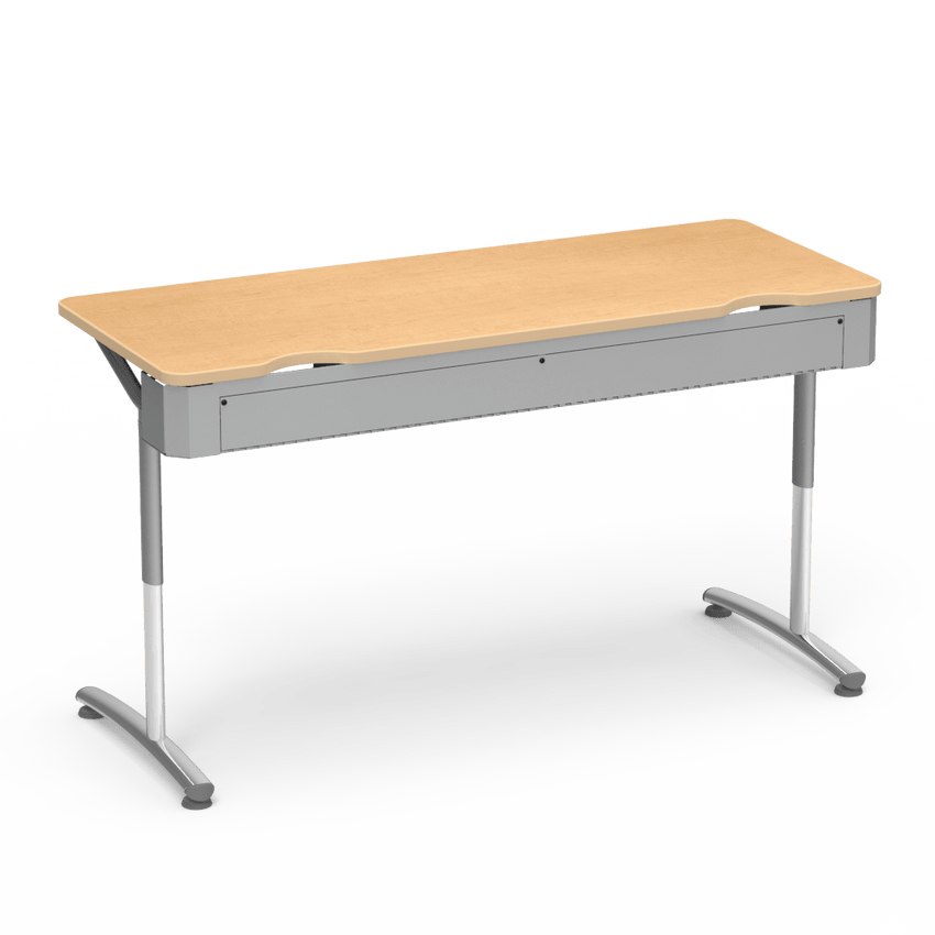 Virco TH24608YADJ - Text Series Hinged Wire Trough Tables - 24"W x 60"L - SchoolOutlet