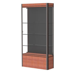 Waddell Contempo 601 Lighted Floor Case w/ Black Back & Cherry Base - 36"W x 72"H x 14"D(Waddell WAD-601-BB-CHY)