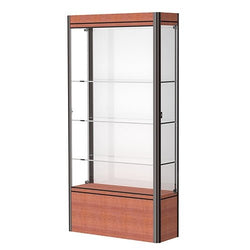 Waddell Contempo 601 Lighted Floor Case w/ White Back & Cherry Base - 36"W x 72"H x 14"D(Waddell WAD-601-WB-CHY)