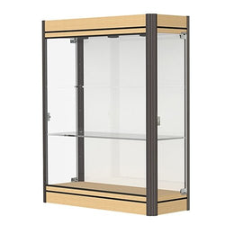 Waddell Contempo 603 Lighted Floor Case w/ Black Back & Light Maple Base - 36"W x 44"H x 14"D(Waddell WAD-603-BB-LM)