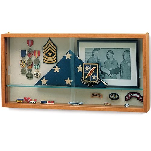 Waddell Specialty Memento Wall Display Case - 30"W x 15"H x 3½"D(Waddell WAD-88-1530K-PB) - SchoolOutlet