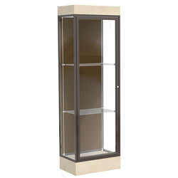 Waddell Edge 91 Lighted Floor Case w/ Chocolate Back & Satin Natural Frame - 24"W x 76"H x 20"D(Waddell WAD-91LFCO-SN)