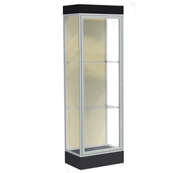 Waddell Edge 91 Lighted Floor Case w/ White Back & Dark Bronze Frame - 24"W x 76"H x 20"D(Waddell WAD-91LFWH-BZ)