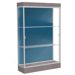 Waddell Edge 92 Lighted Floor Case w/ Blue Steel Back & Dark Bronze Frame - 48"W x 76"H x 20"D(Waddell WAD-92LFBS-BZ)