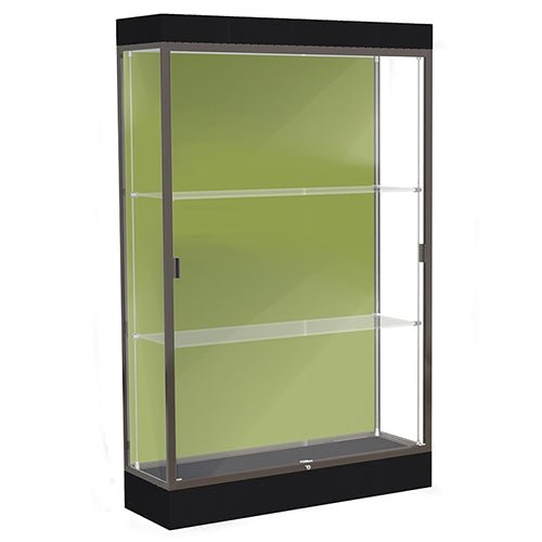 Waddell Edge 92 Lighted Floor Case w/ White Back & Dark Bronze Frame - 48"W x 76"H x 20"D(Waddell WAD-92LFWH-BZ) - SchoolOutlet