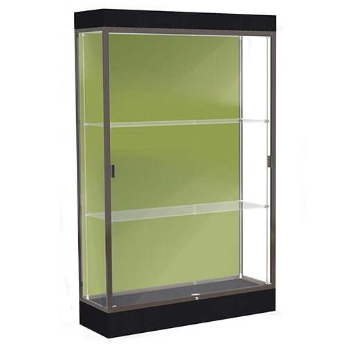 Waddell Edge 92 Lighted Floor Case w/ White Back & Satin Natural Frame - 48"W x 76"H x 20"D(Waddell WAD-92LFWH-SN) - SchoolOutlet