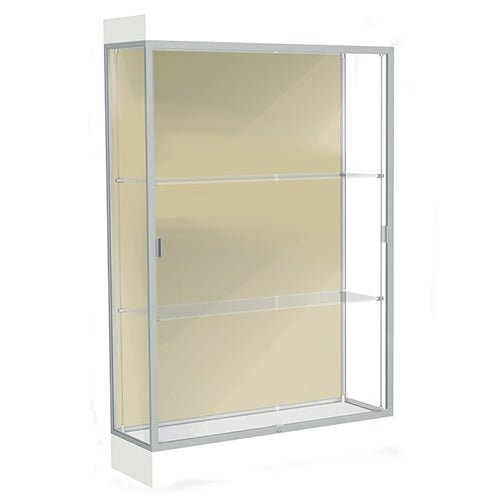 Waddell Edge 92 Lighted Floor Case w/ White Back & Satin Natural Frame - 48"W x 76"H x 20"D(Waddell WAD-92LFWH-SN) - SchoolOutlet