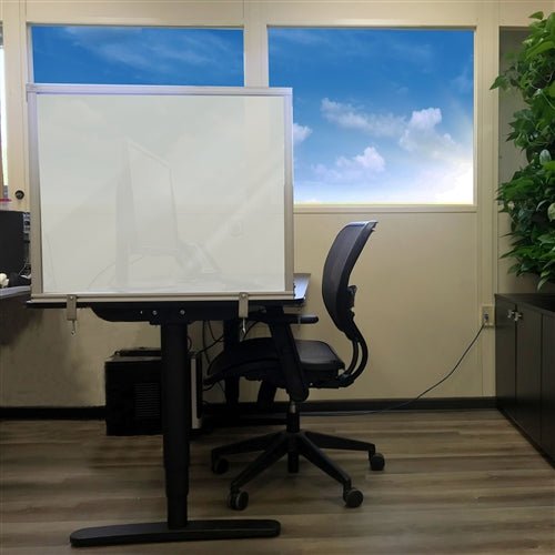 Ghent Desktop Attachable Plastic Protection Screen, Frosted, 24"H x 59"W - SchoolOutlet