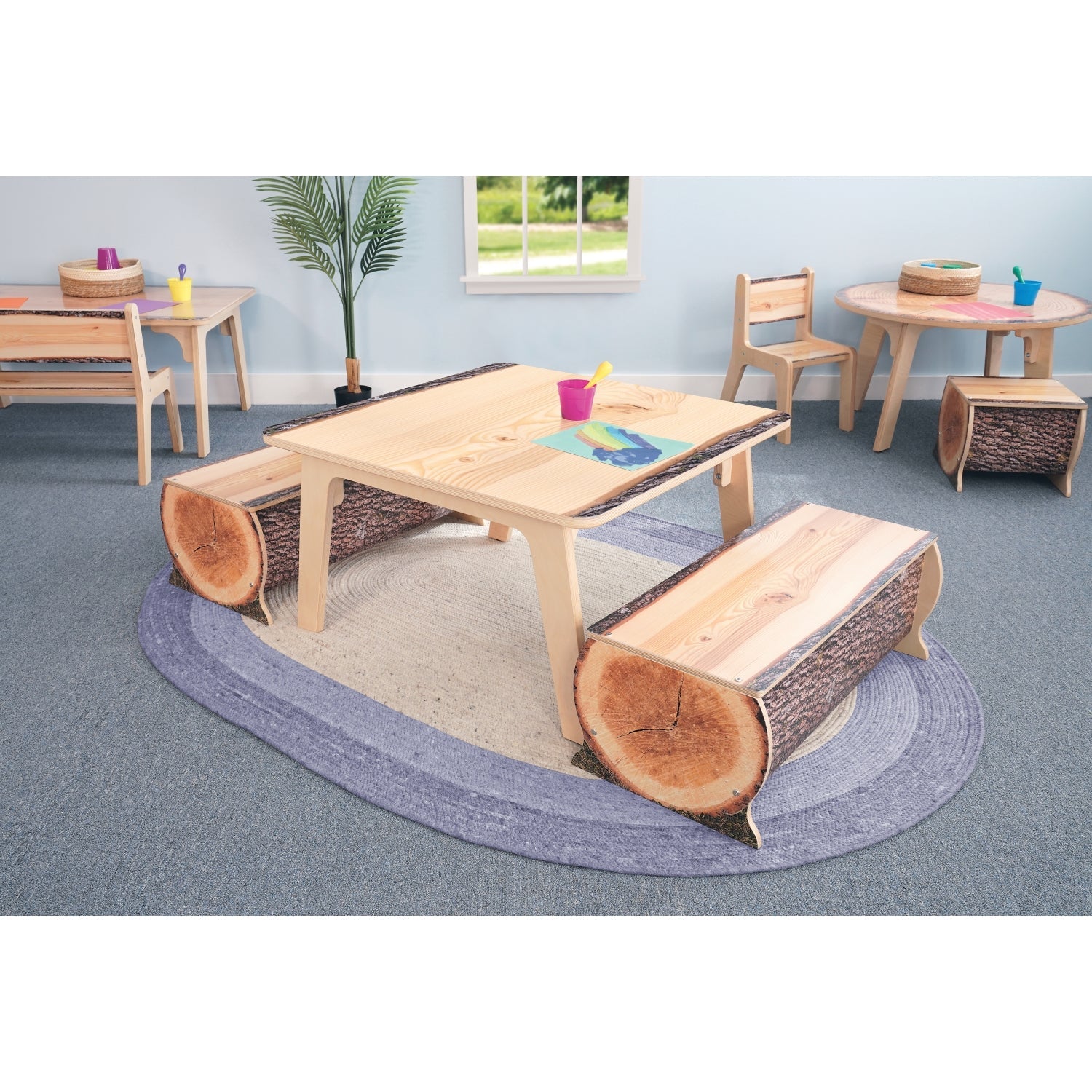 Whitney Brothers Nature View Live Edge Log Bench 12" Height - SchoolOutlet