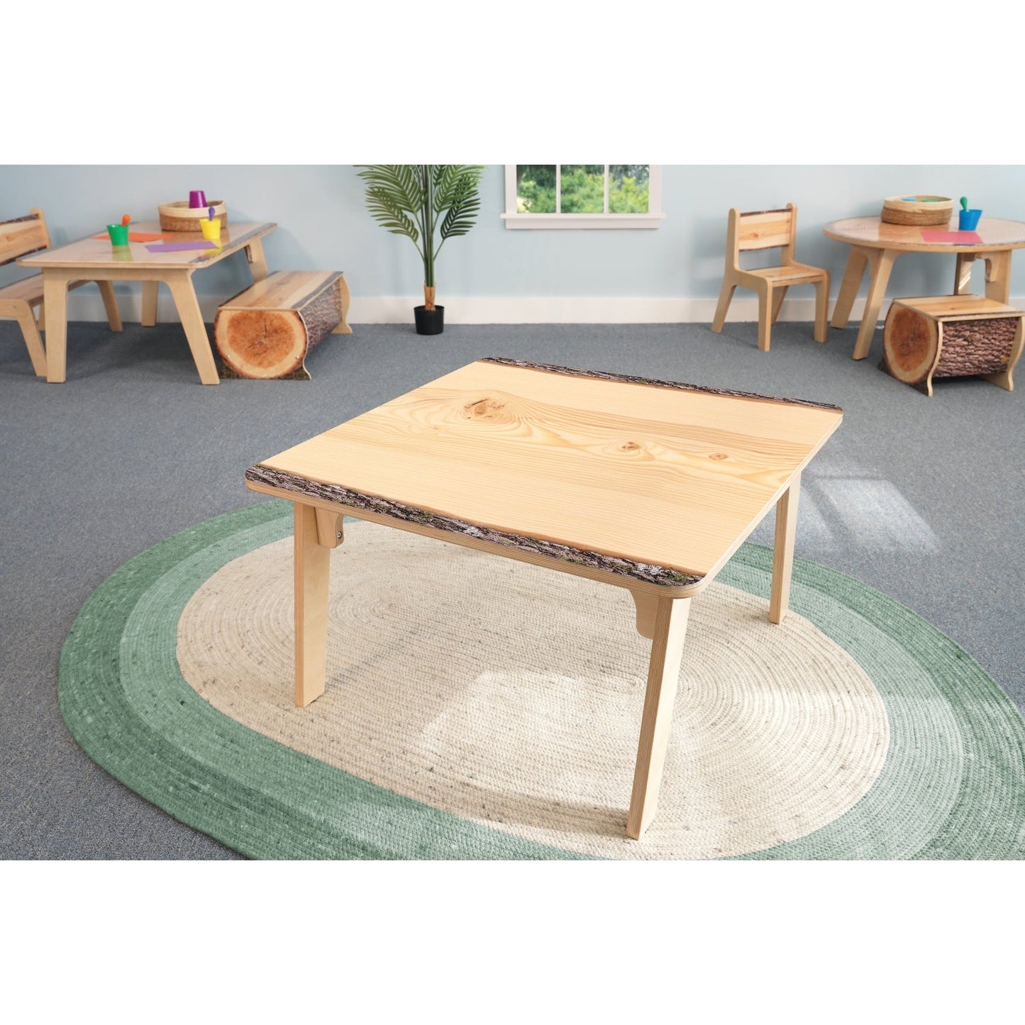 Whitney Brothers Nature View Live Edge Square Table 22" Height - SchoolOutlet