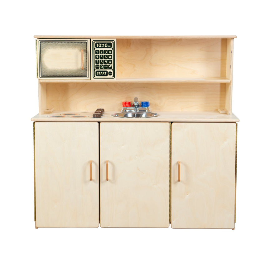 Wood Designs 5-n-1 Kitchen Center (Sink, Range, Microwave, Hutch, Cupboards) (WD10800) - SchoolOutlet