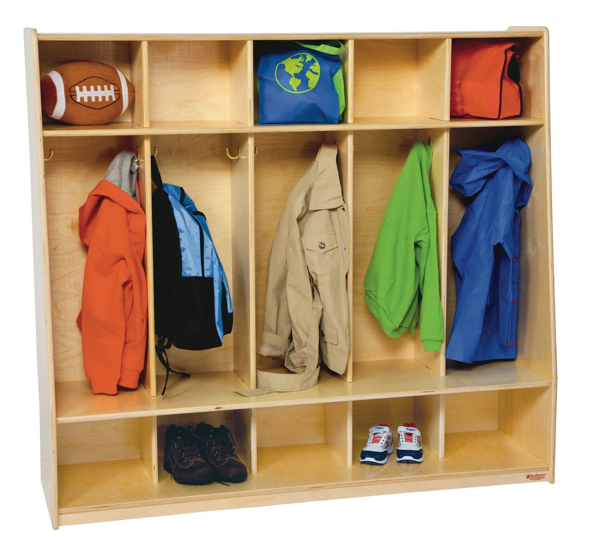 Wood Designs 5 Section Tip-Me-Not Seat Locker (WD51080) - SchoolOutlet